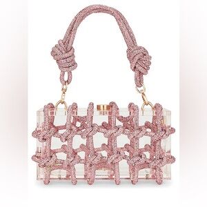 Cult Gaia Bess Rhinestone Shoulder Bag in Shell Pink
